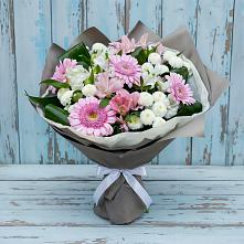 Букет цветов из:  Герберы, Альстромерии и Хризантемы #REPLACE_PRED# Верхнебаканский