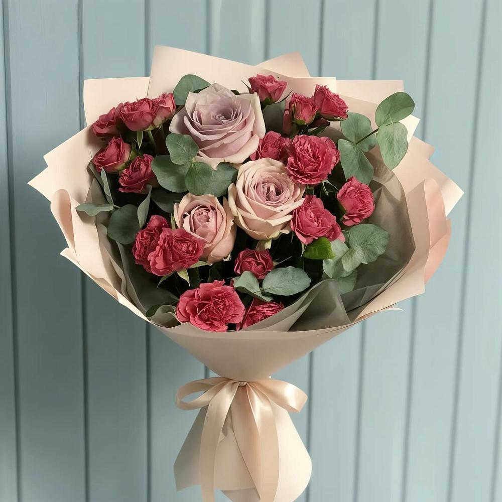 Букет цветов из: Гвоздики и Розы в Верхнебаканский