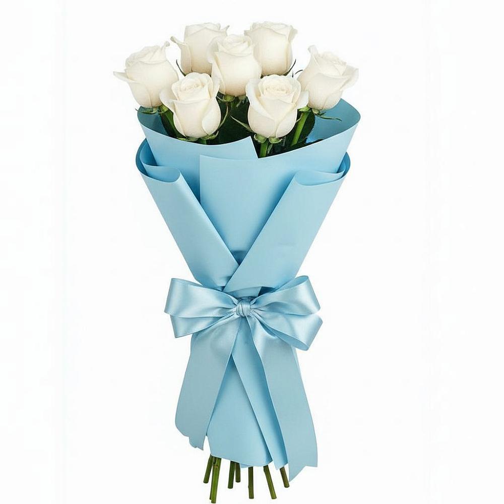 Букет 7 белых роз Проуд в Верхнебаканский