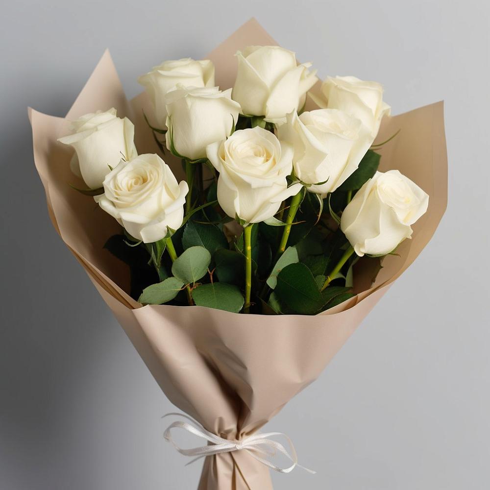 Букет 9 Белых роз Эдлесс Лав в Верхнебаканский