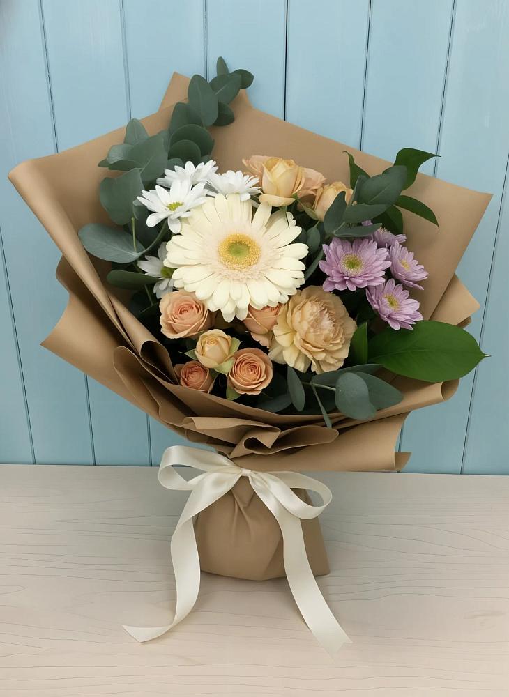Букет цветов из: Герберы и Хризантемы в Верхнебаканский