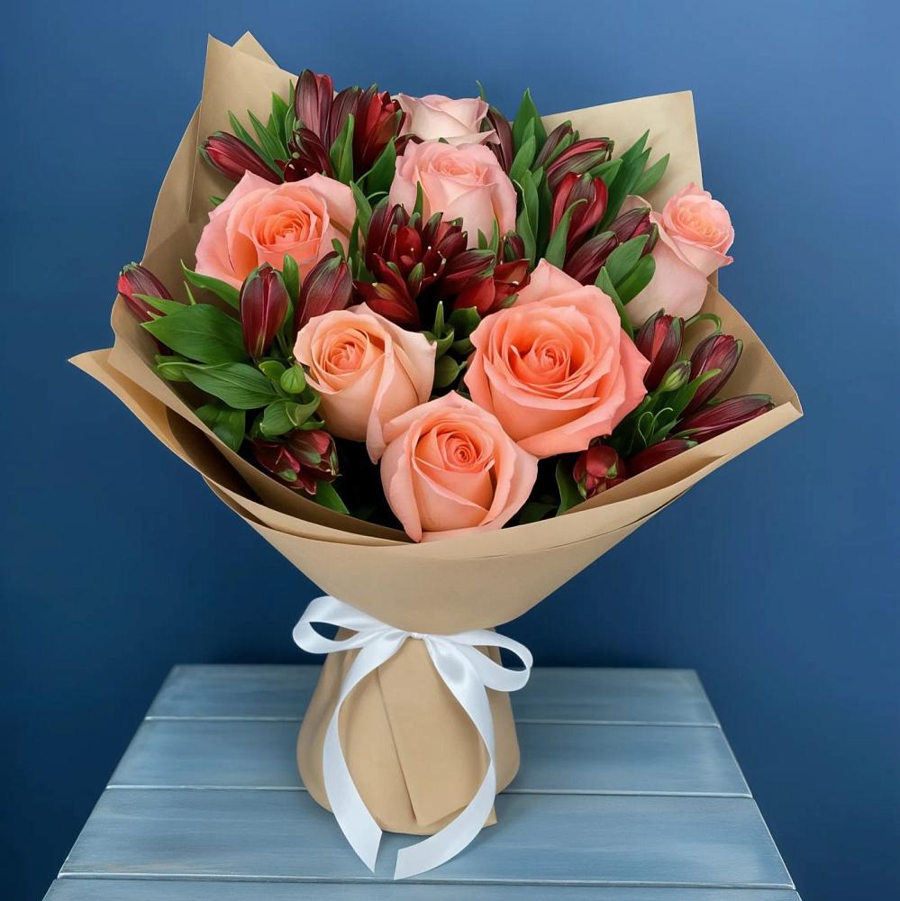 Букет цветов из: Розы и Альстромерии в Верхнебаканский