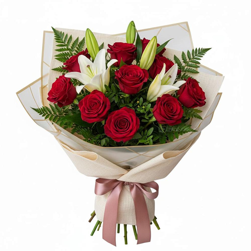 Букет цветов из: Лилии и Розы в Верхнебаканский