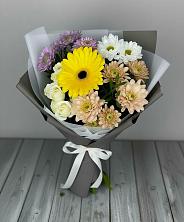 Букет цветов из:  Розы, Герберы и Хризантемы в Верхнебаканский