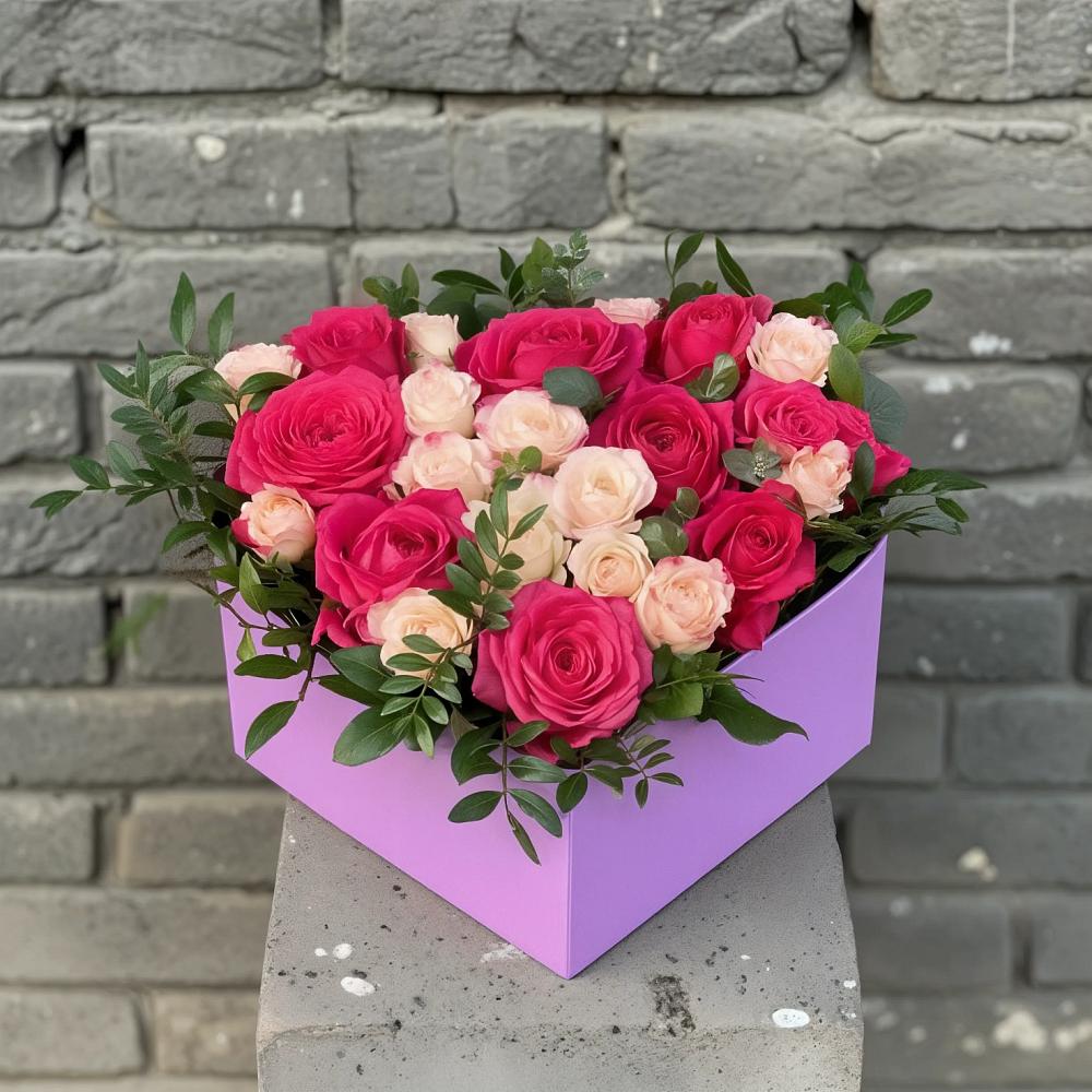 Цветочная композиция из Розы в коробке в Верхнебаканский