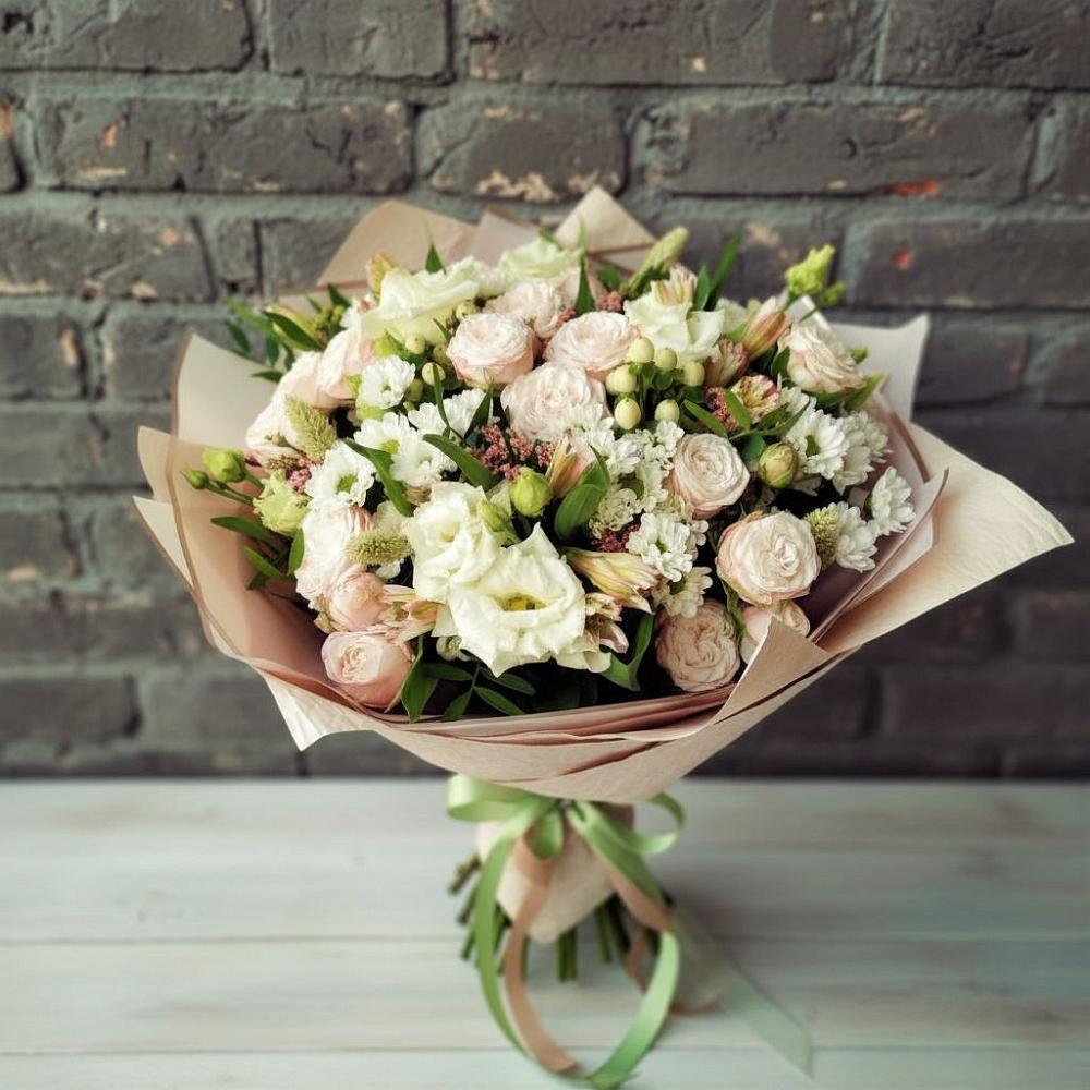 Букет цветов из: Альстромерии, Розы и Хризантемы в Верхнебаканский