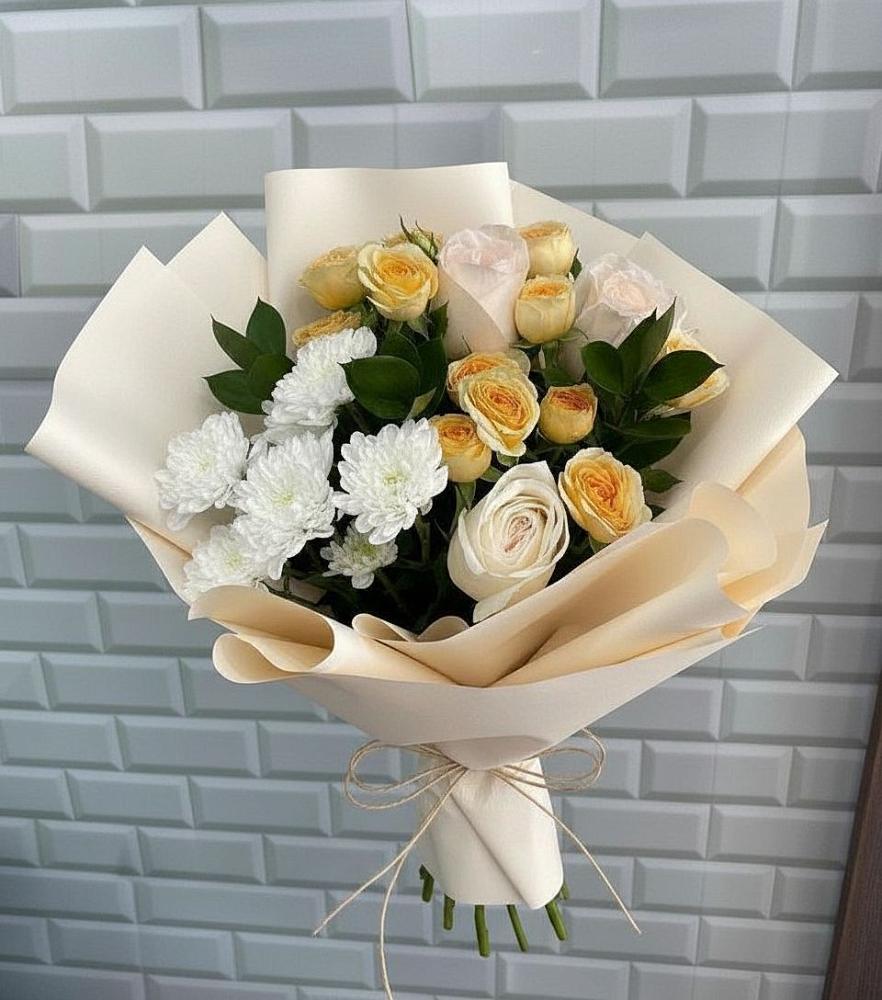 Букет цветов из: Розы и Хризантемы в Верхнебаканский