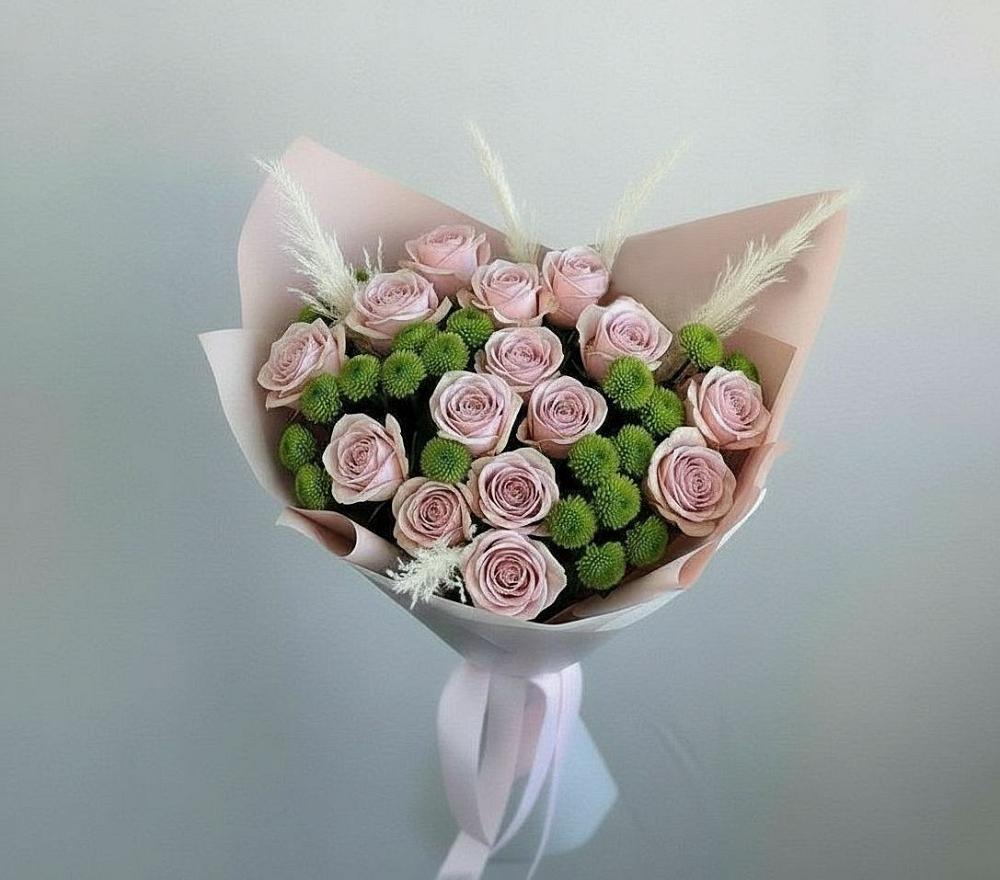 Букет цветов из: Розы и Хризантемы в Верхнебаканский