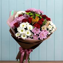 Букет цветов из:  Розы, Хризантемы и Альстромерии #REPLACE_PRED# Верхнебаканский