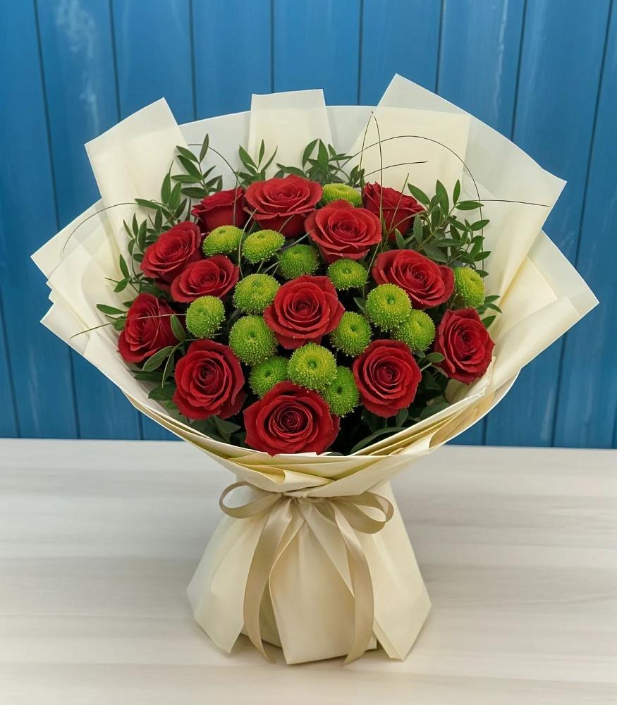 Букет цветов из: Розы и Хризантемы в Верхнебаканский